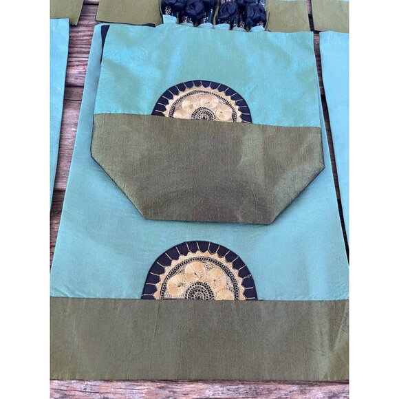 Vintage 1970s Asian Silk Place Mats With Chopsticks and Holder NOS - Picture 14 of 16